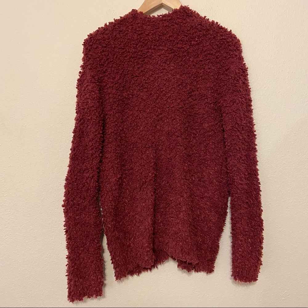 RXB Zinfandel Purple Teddy Boucle V Neck Oversized Cardigan Sweater Small New - Picture 4 of 8